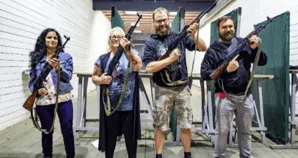 Russian guns, knives and axe-throwing